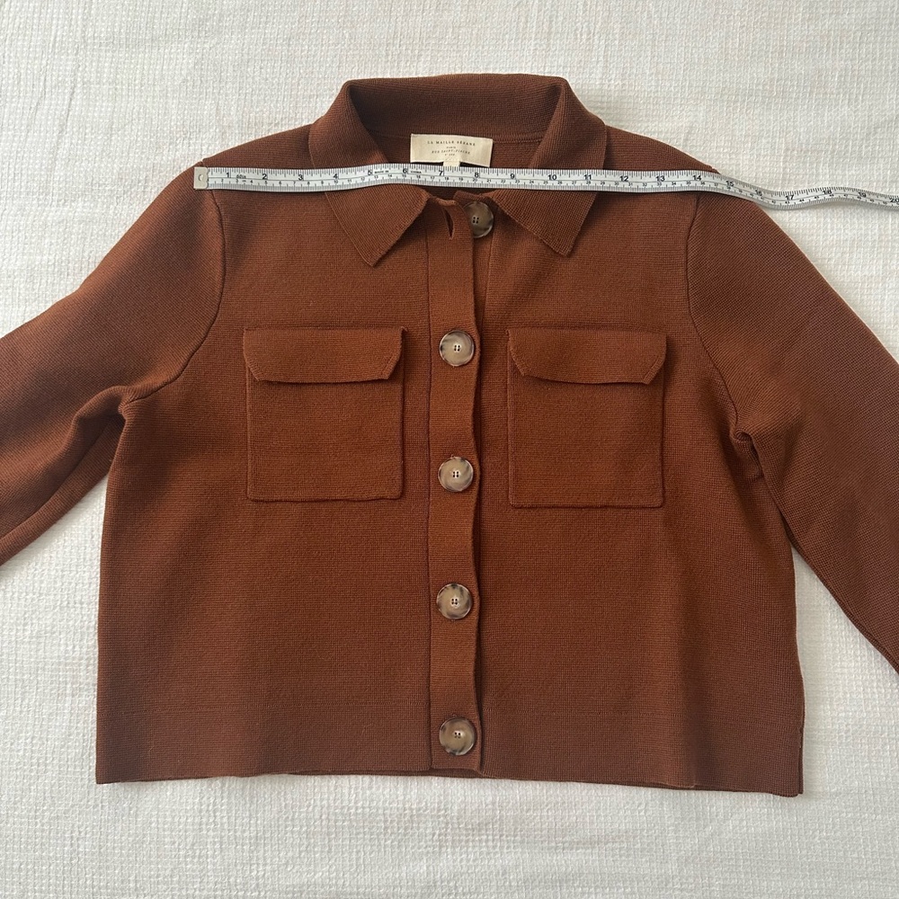 Sezane Betty Brown Cardigan Sweater - Picture 3 of 7